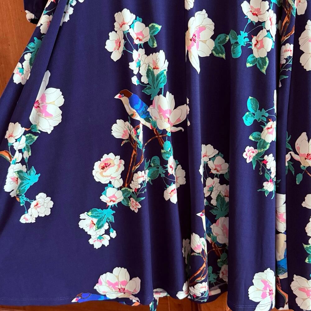 Eliza J wrap style floral print dress stretch slinky knit women's size 10 - Picture 10 of 13
